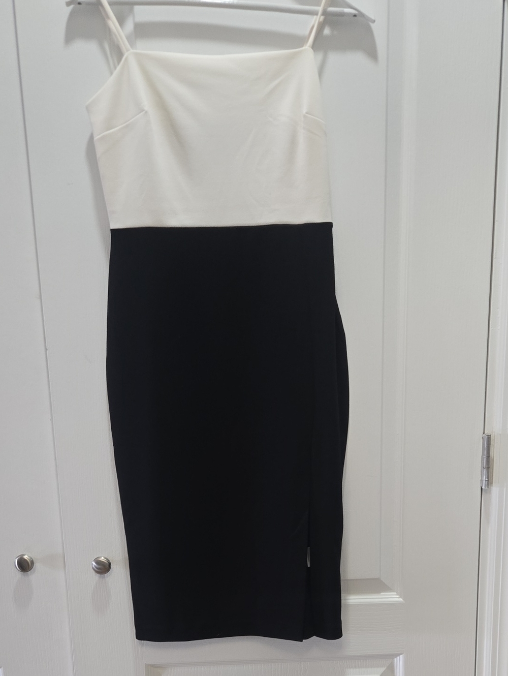 Express Midi Two-Tone Black & Cream Slip Dress